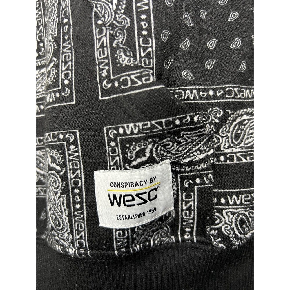 WeSC Hoodie Mens Medium Black Bandana Paisley Graphic Fleece Pullover Sweatshirt - Picture 5 of 11